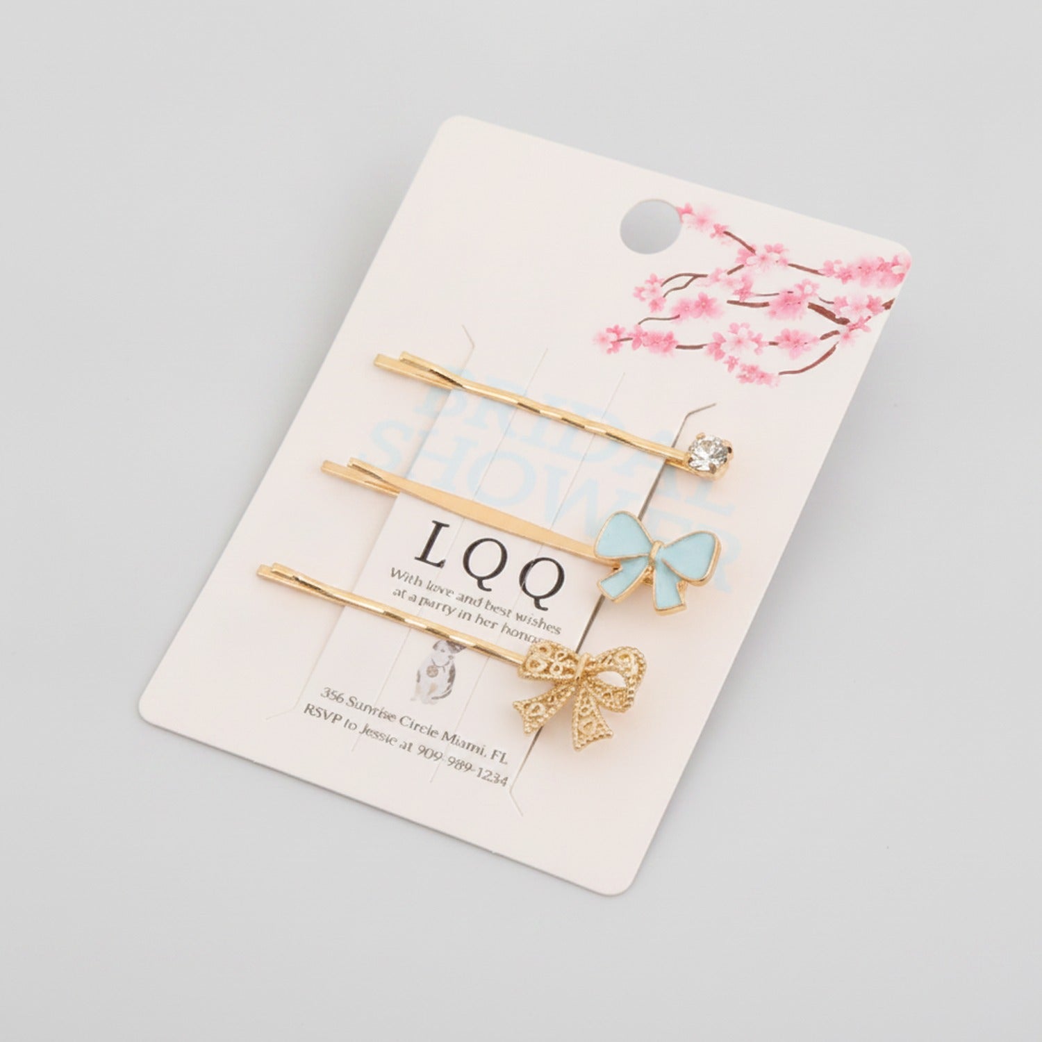 Gold Bow Butterfly Hair Clips Set With Rhinestones
