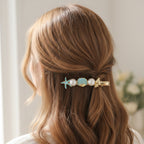 Gold Pearl Starfish Shell Hair Clip Set