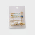 Gold Pearl Starfish Shell Hair Clip Set