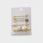 Gold Pearl Starfish Shell Hair Clip Set