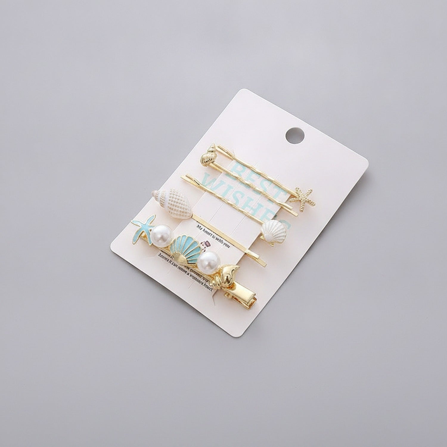 Gold Pearl Starfish Shell Hair Clip Set