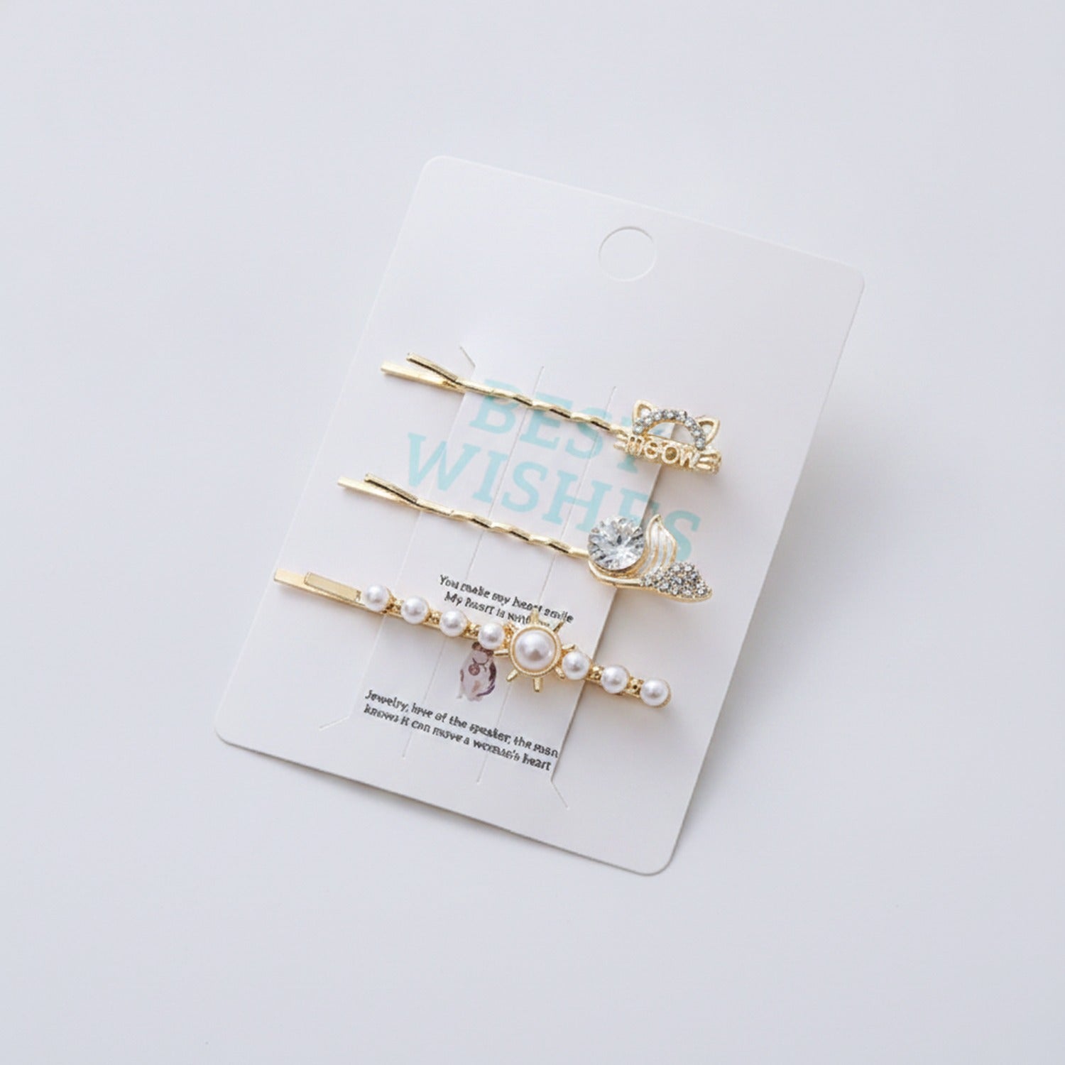 Gold Pearl And Charm Hair Clips Set