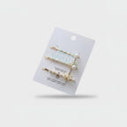 Pearl and Rhinestone Gold Hair Clips Set