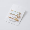 Pearl and Rhinestone Gold Hair Clips Set – hair accessories (view 1)