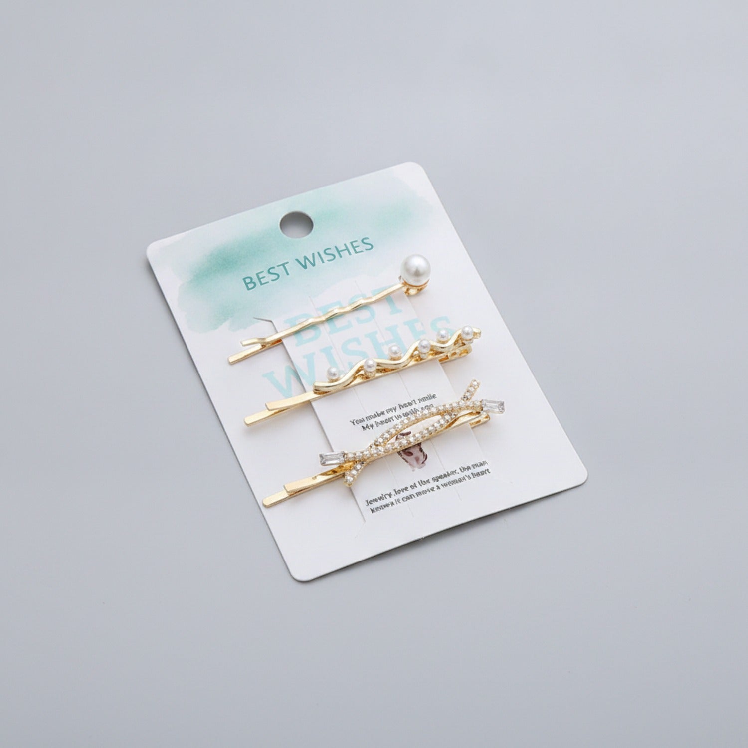 Gold Pearl Hair Clips Set Three-Pack