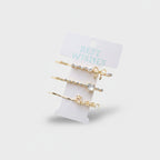 Gold Pearl And Rhinestone Hair Clips Set