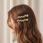 Star Rhinestone Gold Hair Clips Set