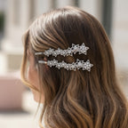 Star Rhinestone Hair Clips Silver Set
