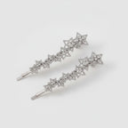 Star Rhinestone Hair Clips Silver Set – hair accessories (view 1)