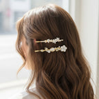 Gold Pearl and Crystal Hair Clip Set