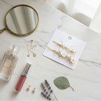 Gold Pearl and Crystal Hair Clip Set – hair accessories (view 2)