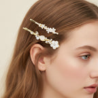 Gold Pearl and Crystal Hair Clip Set – hair accessories (view 3)