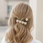 Pearl Heart Gold Hair Clips Set