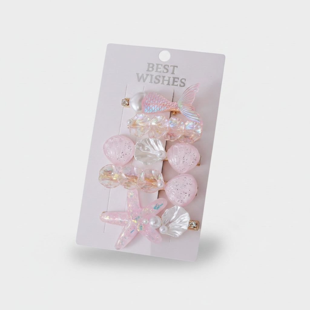 Mermaid Pearl Starfish Shell Hair Clip Set