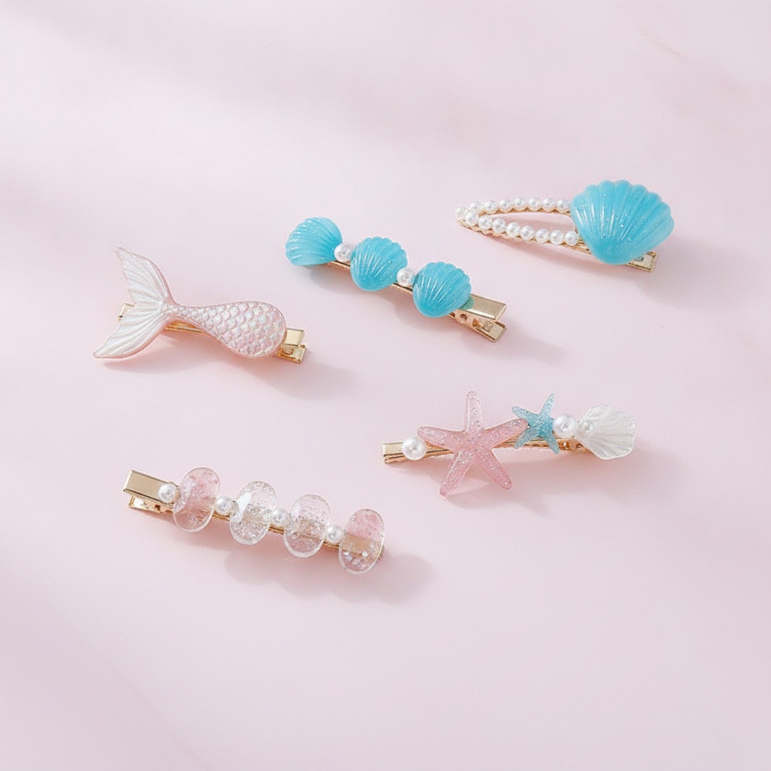 Mermaid Pearl Starfish Shell Hair Clip Set