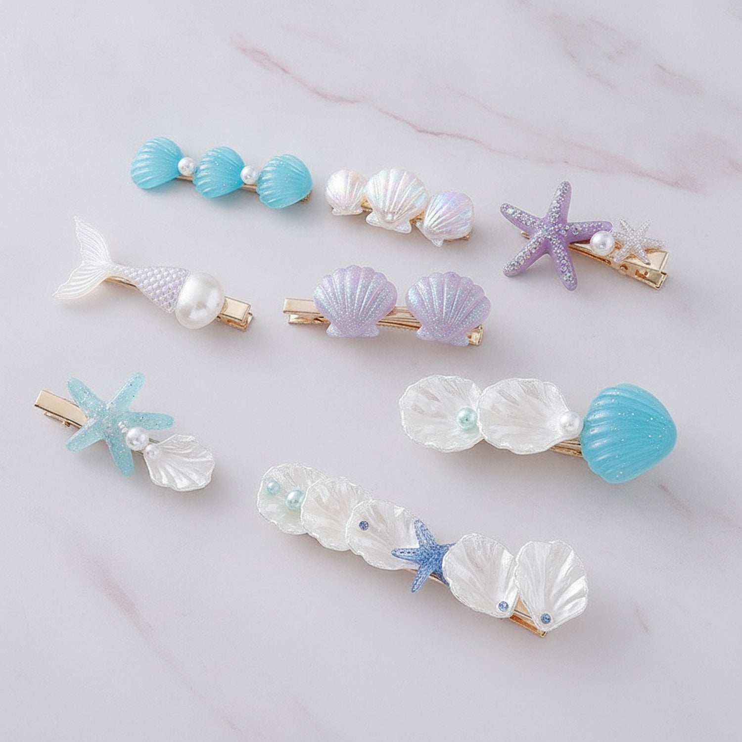Iridescent Butterfly Pearl Hair Clip Set
