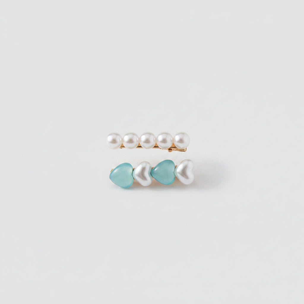 Pearl Heart Shape Hair Clip Set