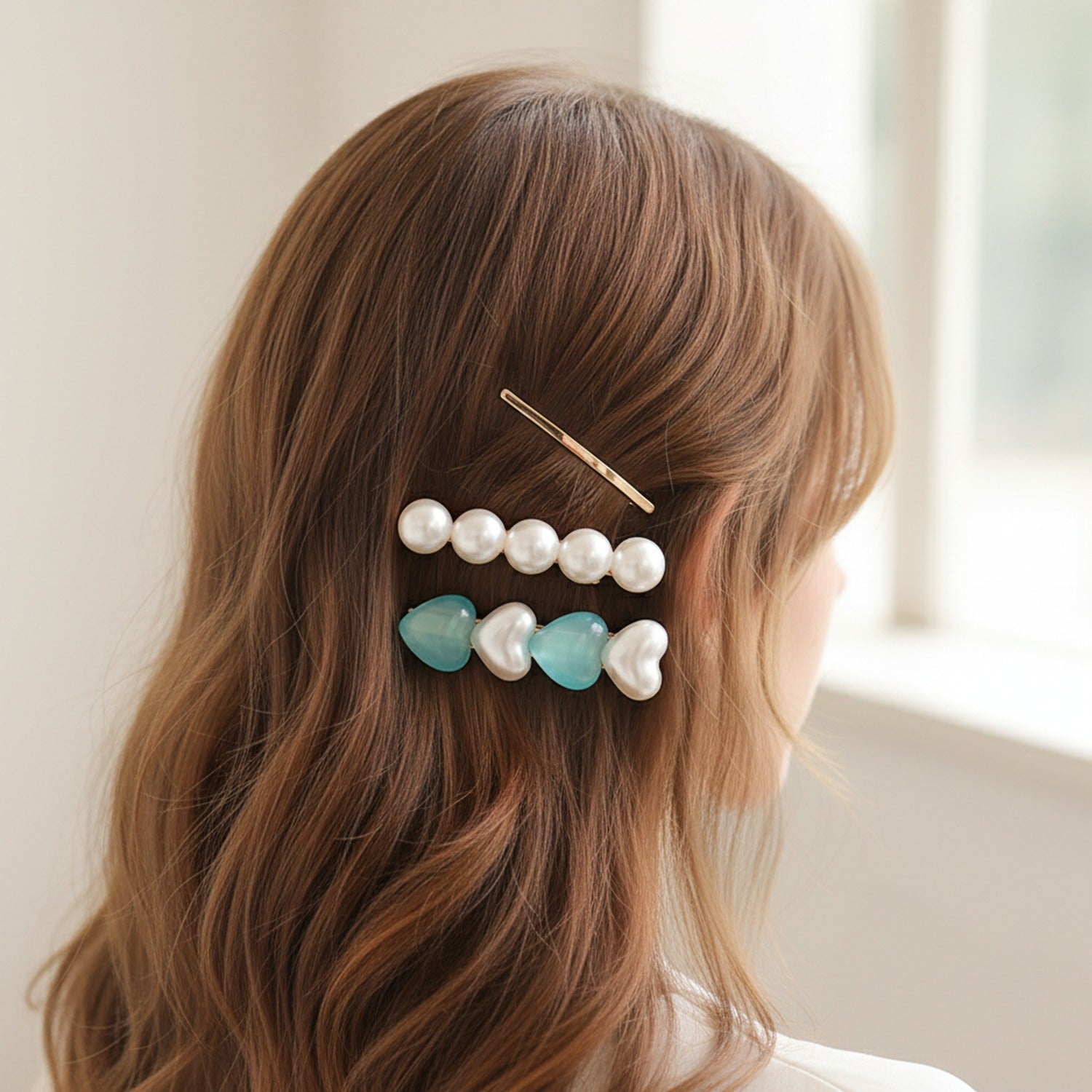 Pearl Heart Shape Hair Clip Set