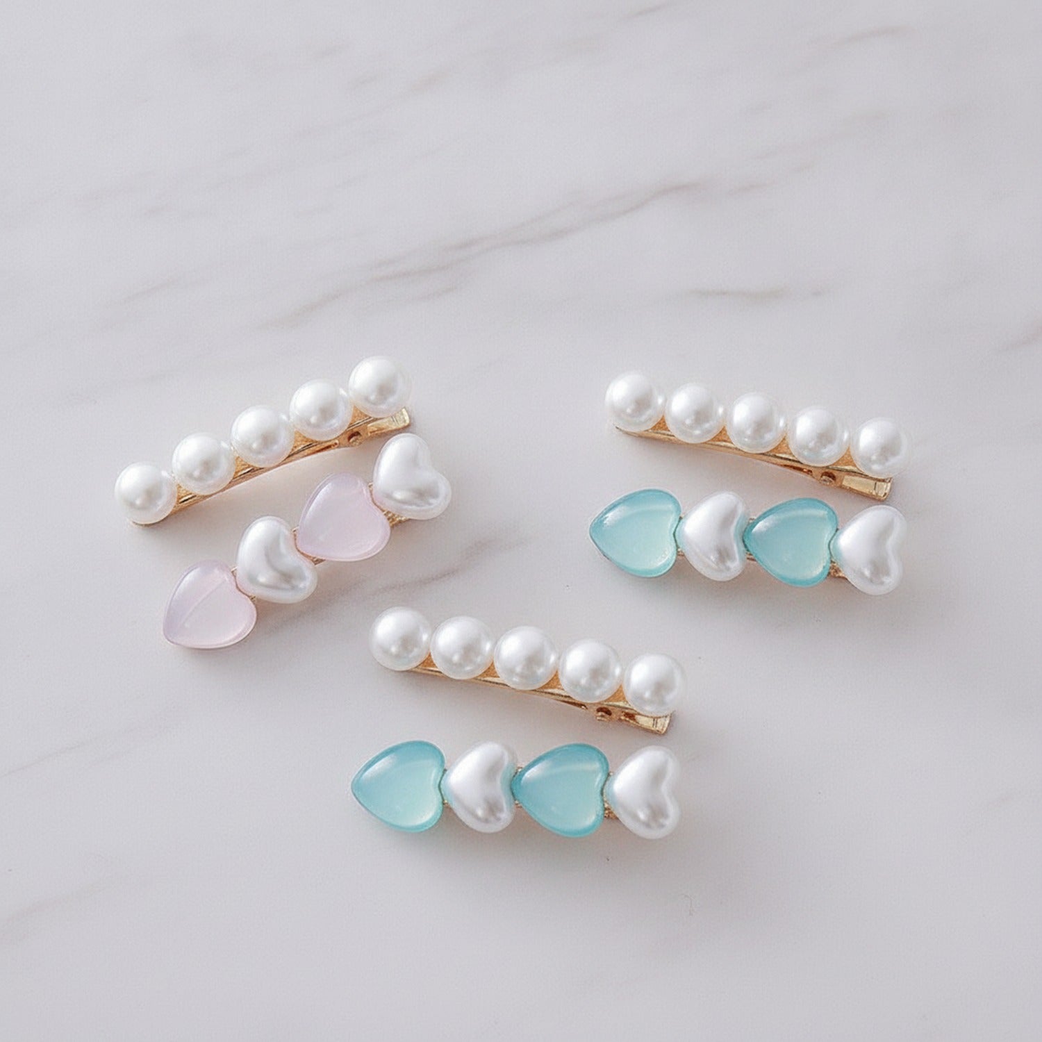 Pearl Heart Shape Hair Clip Set