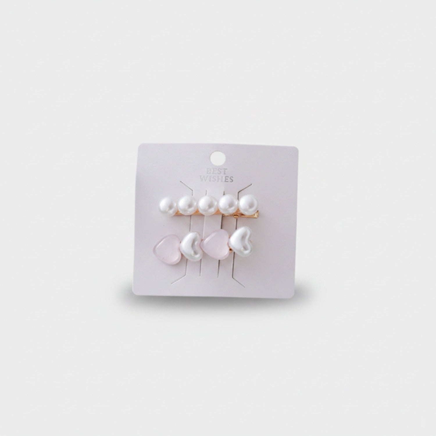 Pearl Heart Hair Clips Set Gold