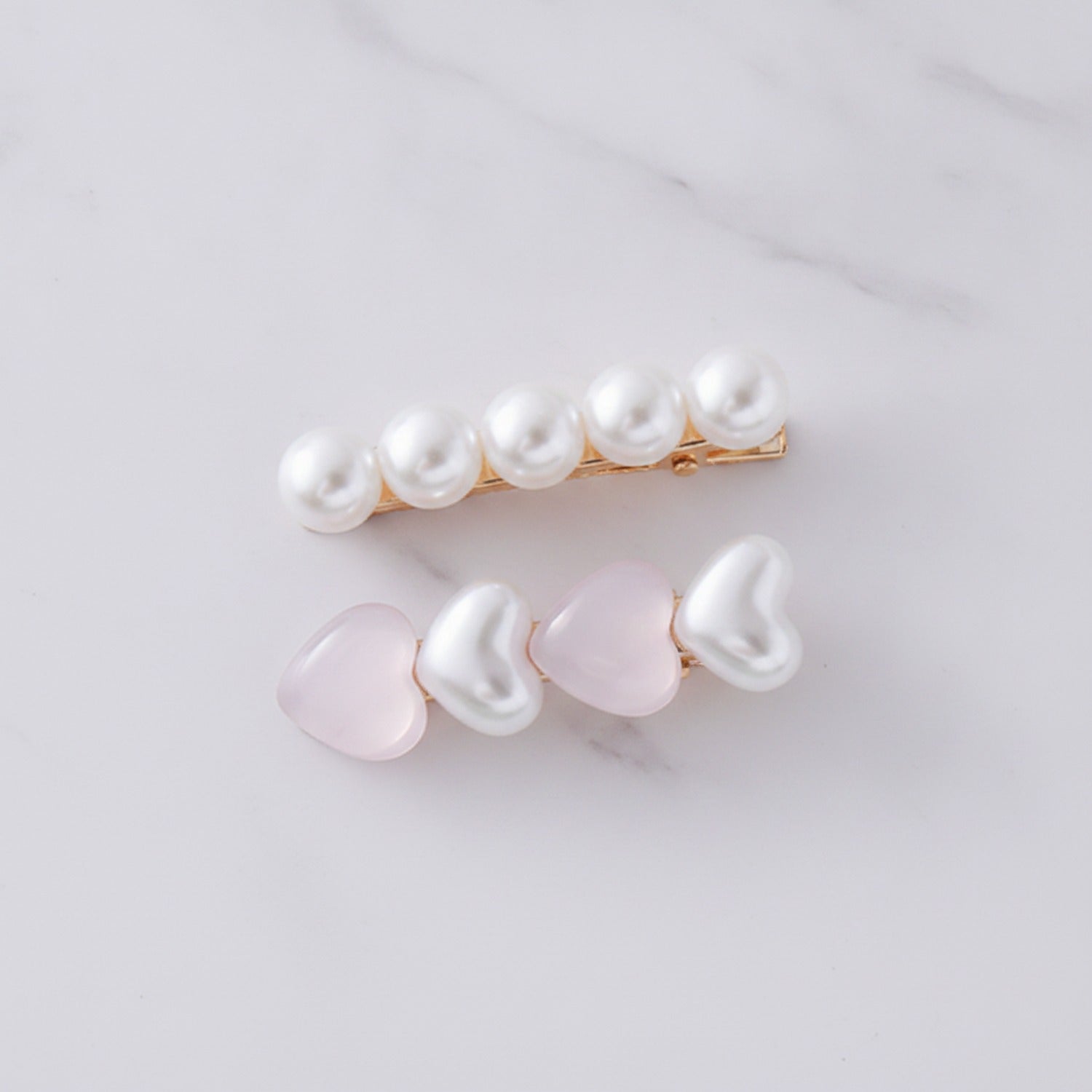 Pearl & Heart Hair Clip Set