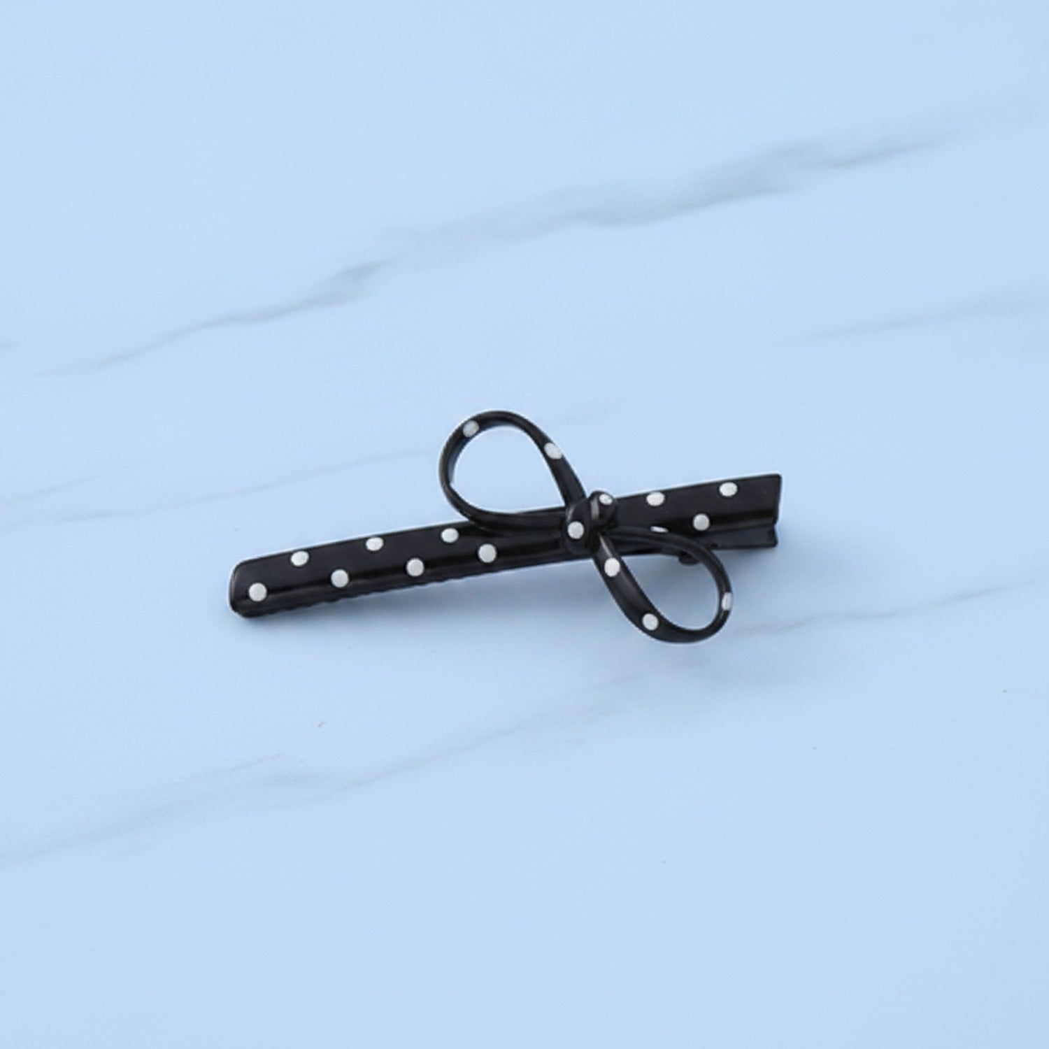 Black Polka Dot Bow Hair Clips Pair