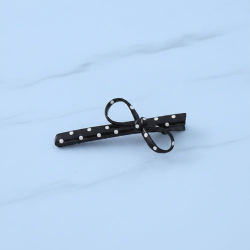 Black Polka Dot Bow Hair Clips Pair