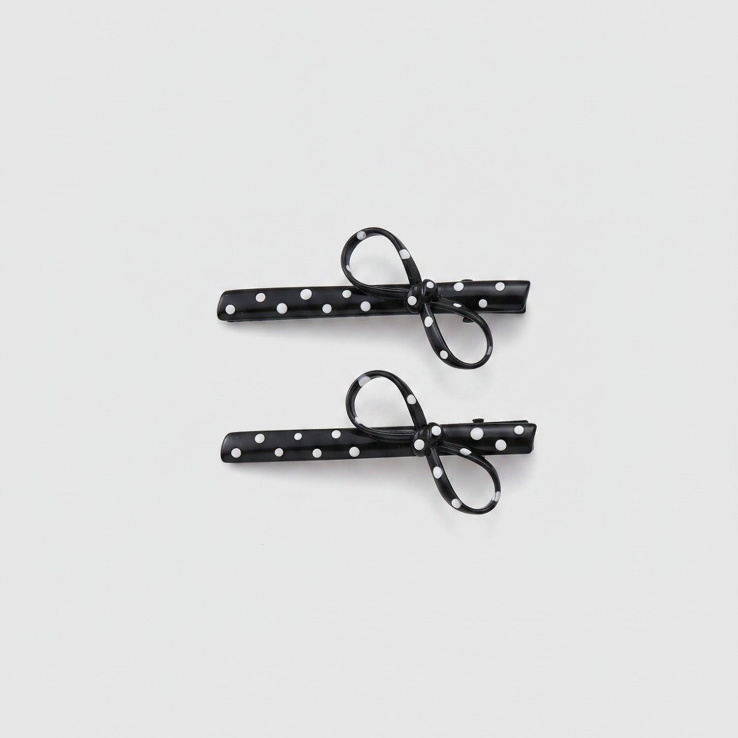 Black Polka Dot Bow Hair Clips Pair