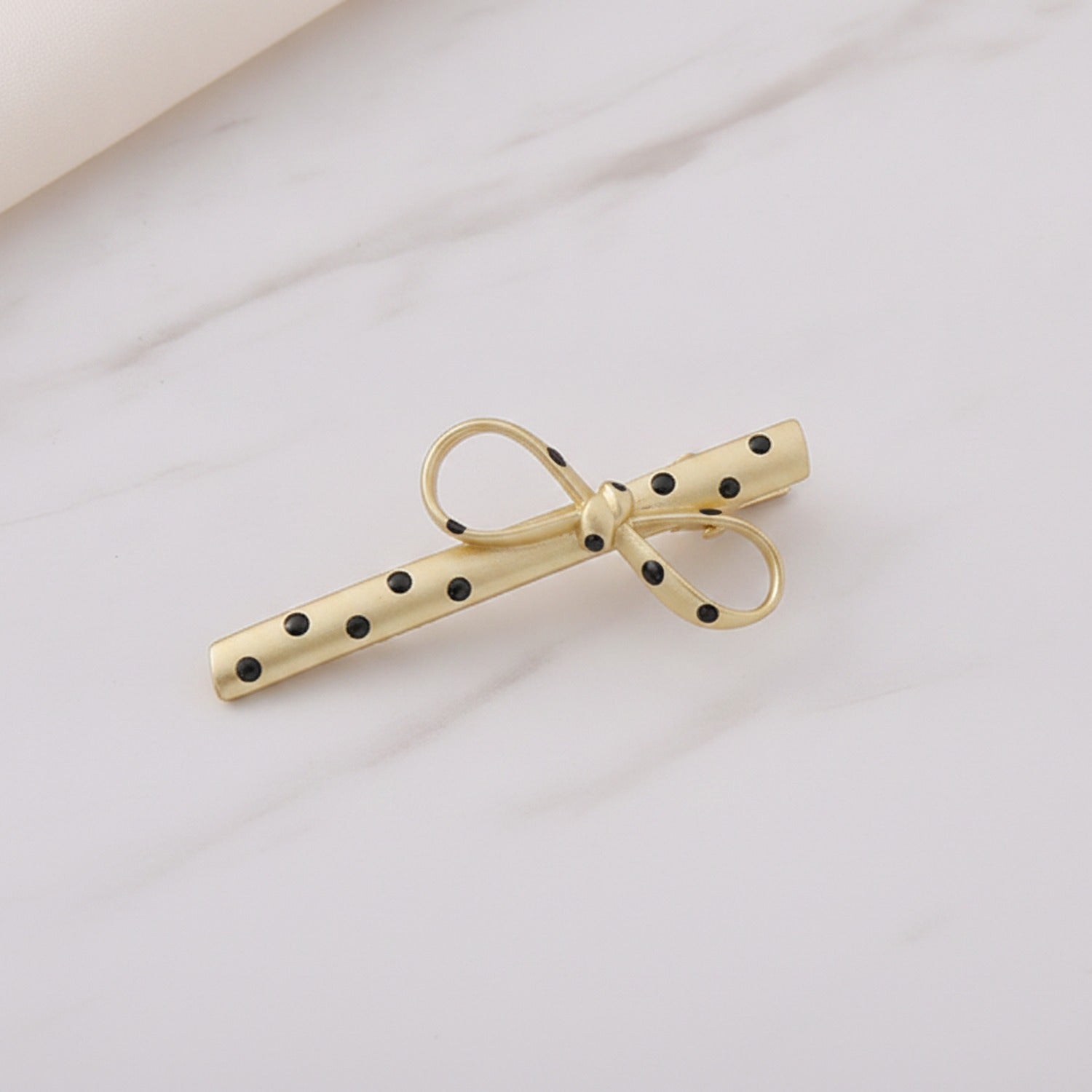 Gold Polka Dot Hair Clips With Bow