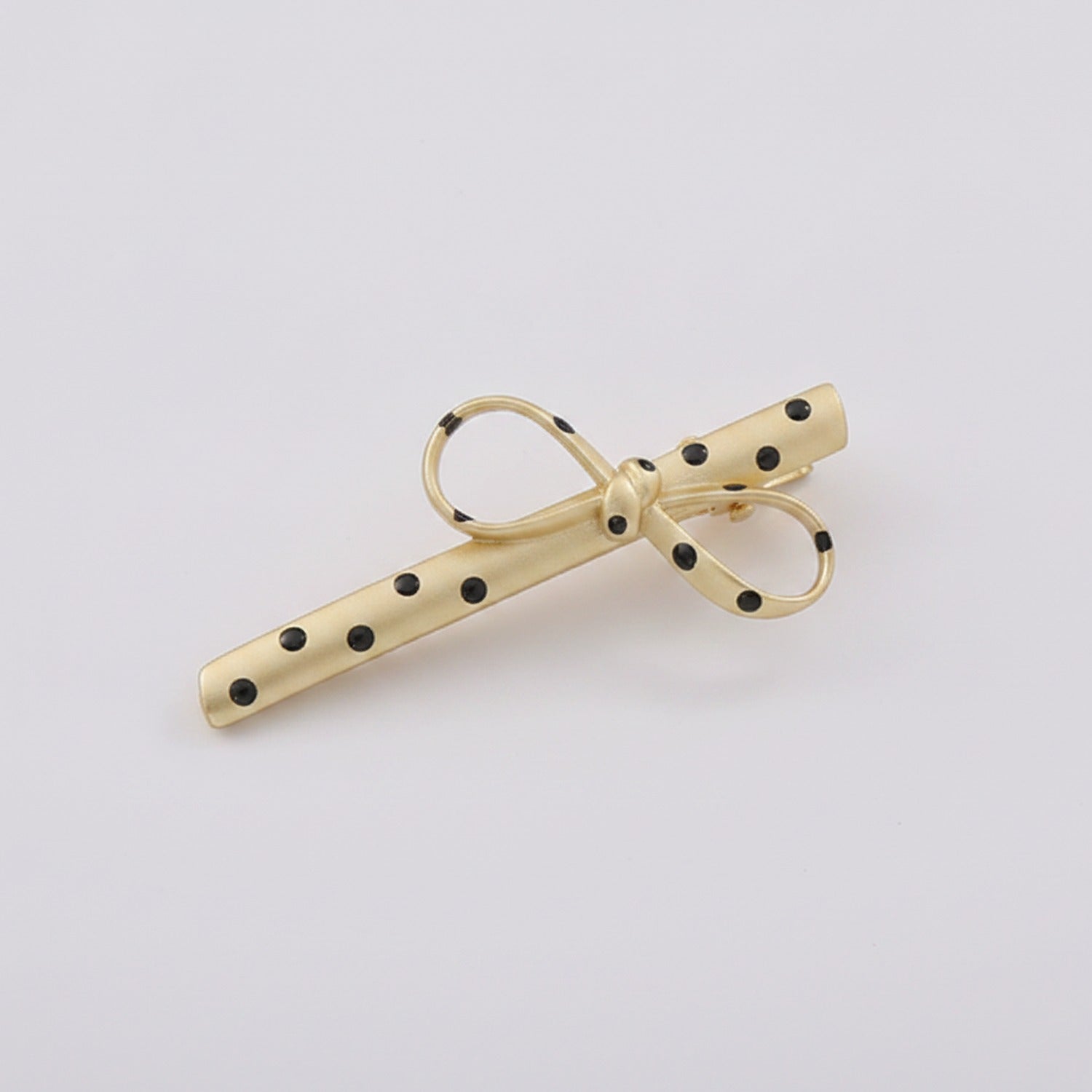 Gold Polka Dot Hair Clips With Bow