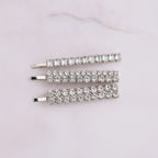 Sparkly Hair Clip Set - Silver Round Crystal
