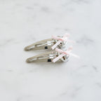 Heart Charm BB Clip Set - Pink Bow
