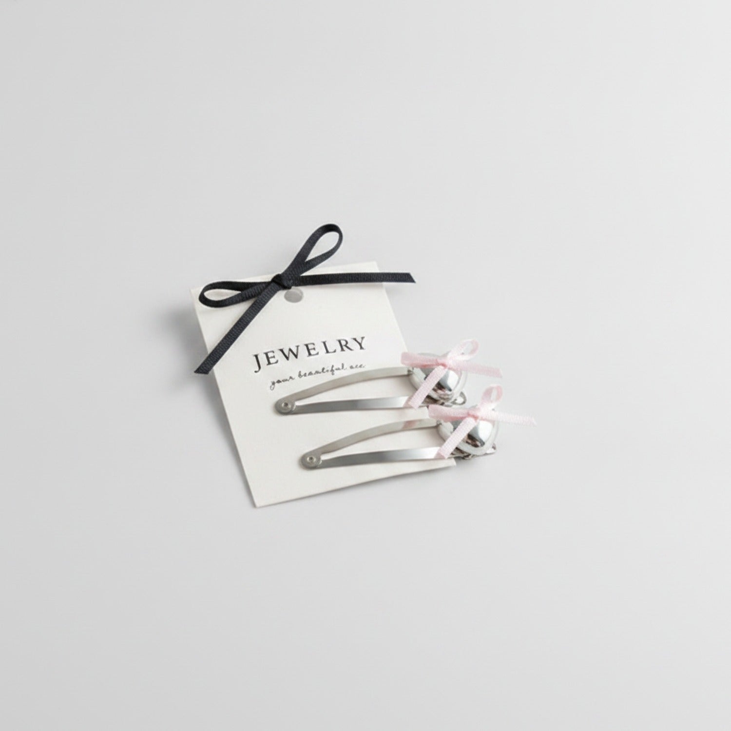 Heart Charm BB Clip Set - Pink Bow
