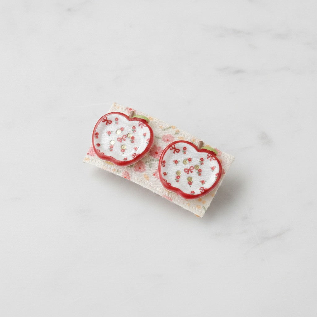 Apple & Floral Hair Clip Duo