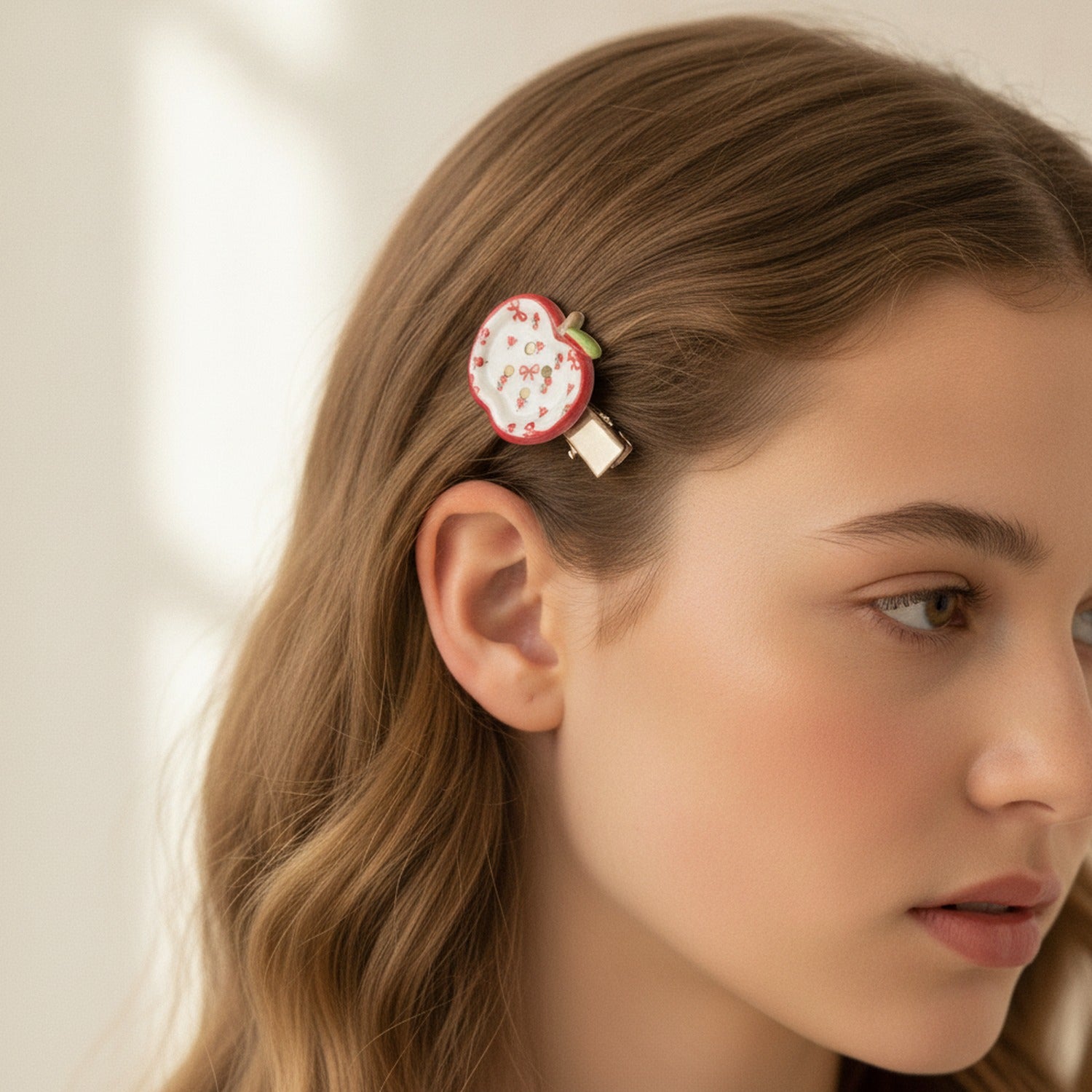 Apple & Floral Hair Clip Duo – hair accessories (view 2)