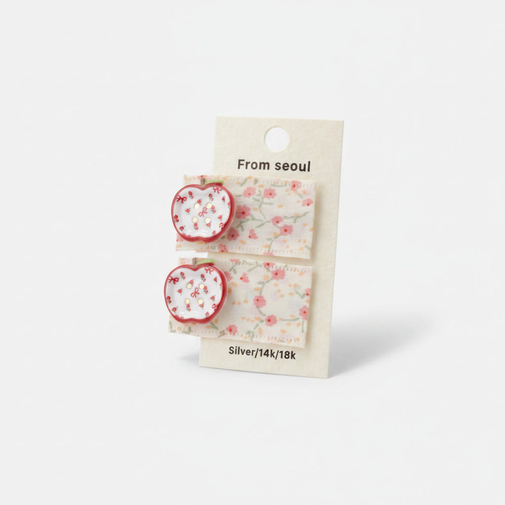 Apple & Floral Hair Clip Duo – hair accessories (view 1)