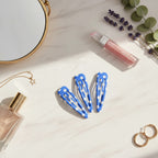 Teardrop Hair Clips Set - Blue Polka Dot – hair accessories (view 2)
