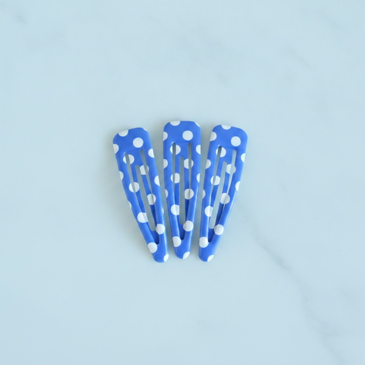 Teardrop Hair Clips Set - Blue Polka Dot