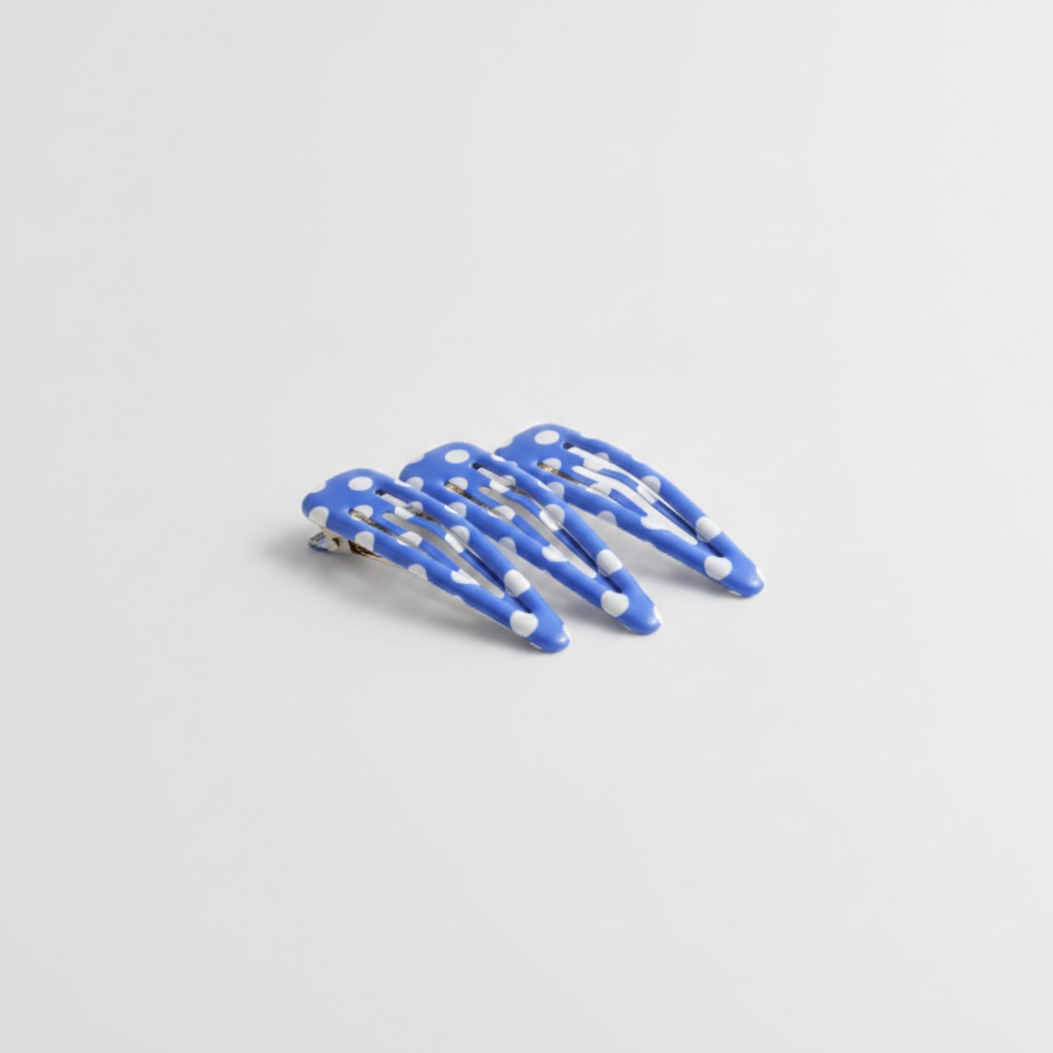 Teardrop Hair Clips Set - Blue Polka Dot
