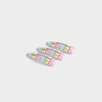 Teardrop Hair Clips Set - Rainbow Check