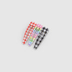 Teardrop Hair Clips Set - Red Rainbow Black Mix