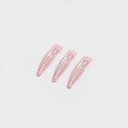 Teardrop Hair Clips Set - Light Pink Check