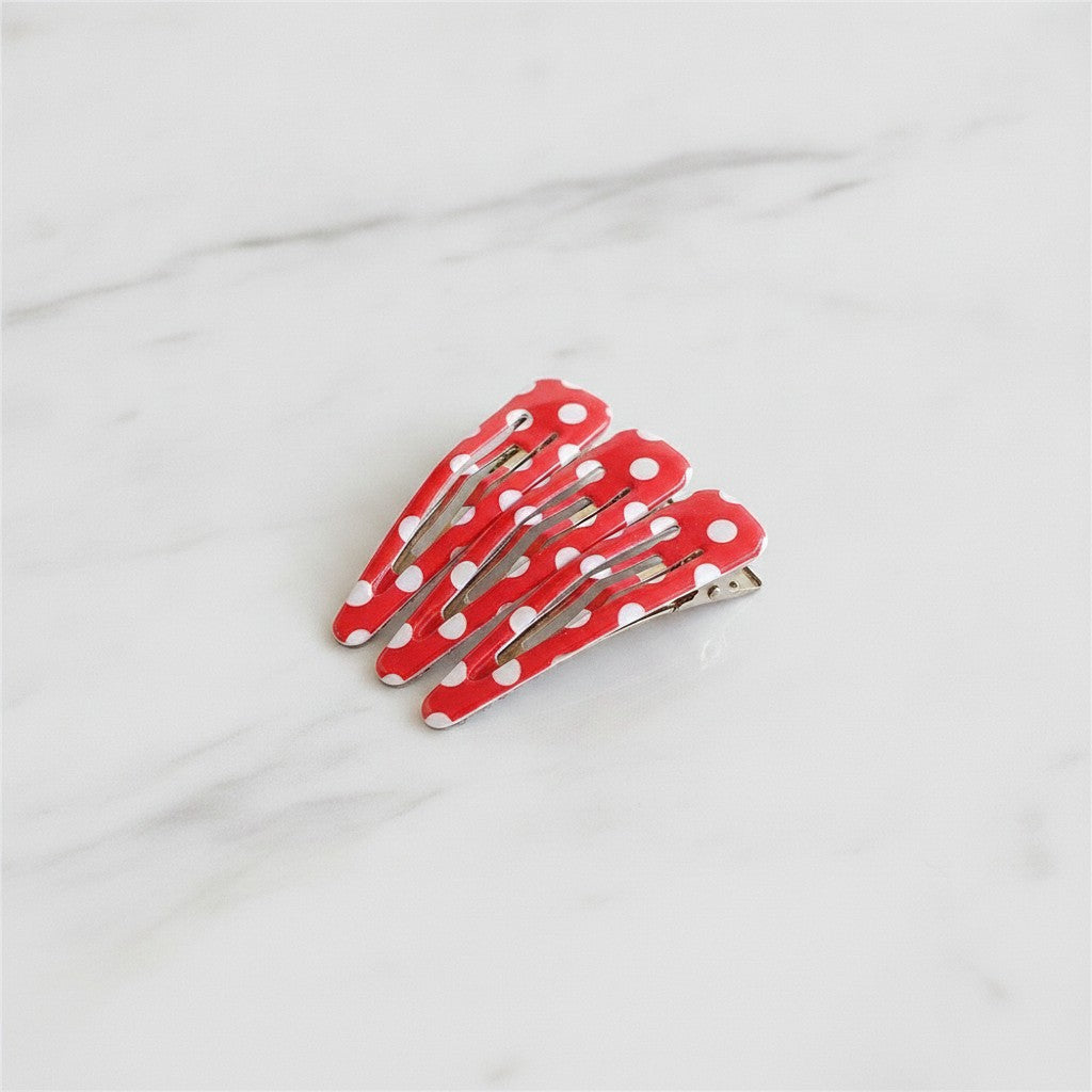 Teardrop Hair Clips Set - Red Polka Dot