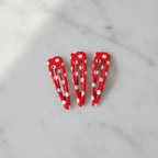 Teardrop Hair Clips Set - Red Polka Dot