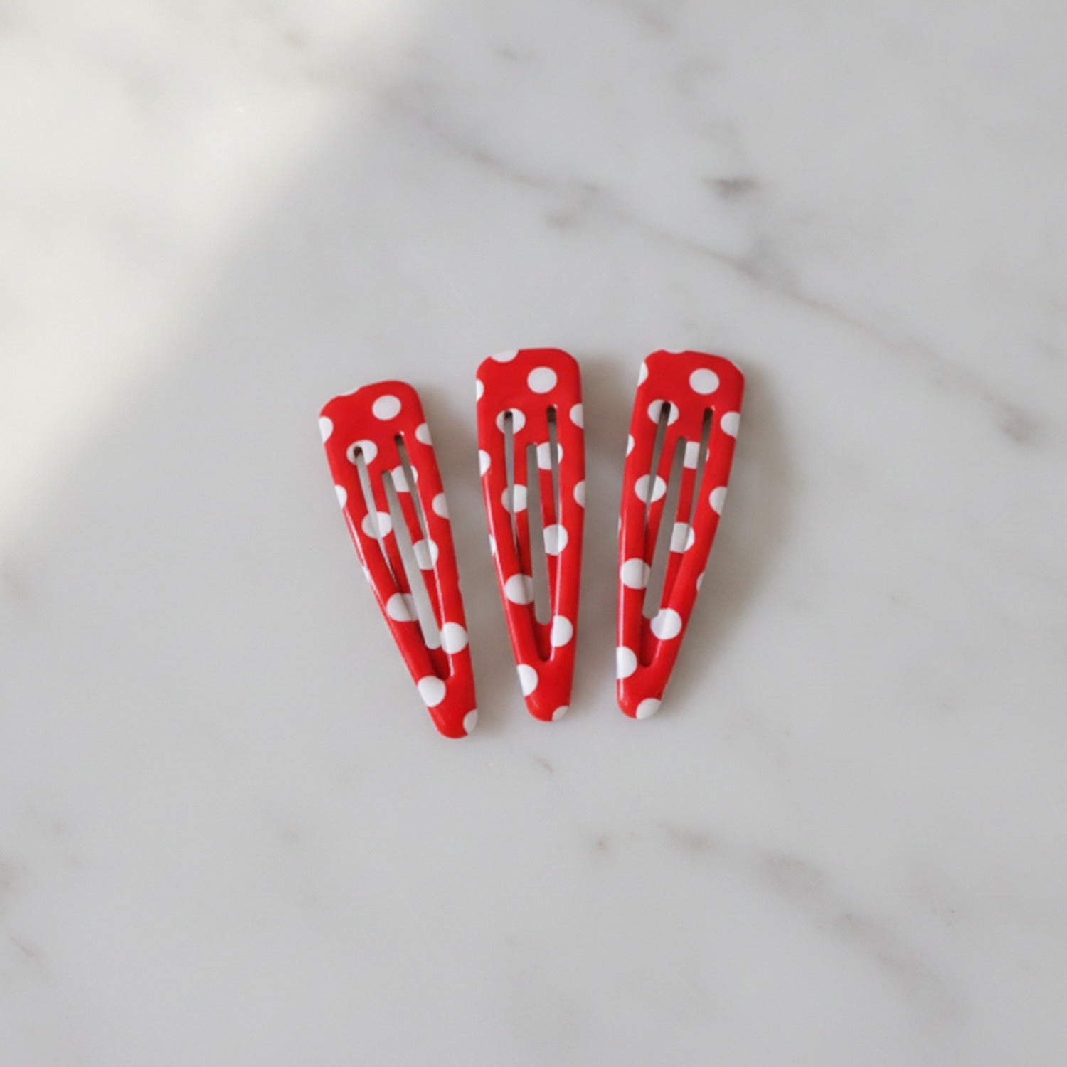 Teardrop Hair Clips Set - Red Polka Dot