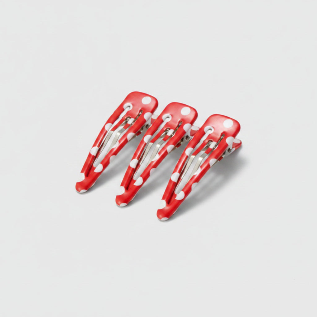 Teardrop Hair Clips Set - Red Polka Dot