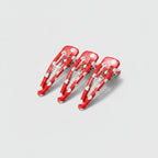 Teardrop Hair Clips Set - Red Polka Dot