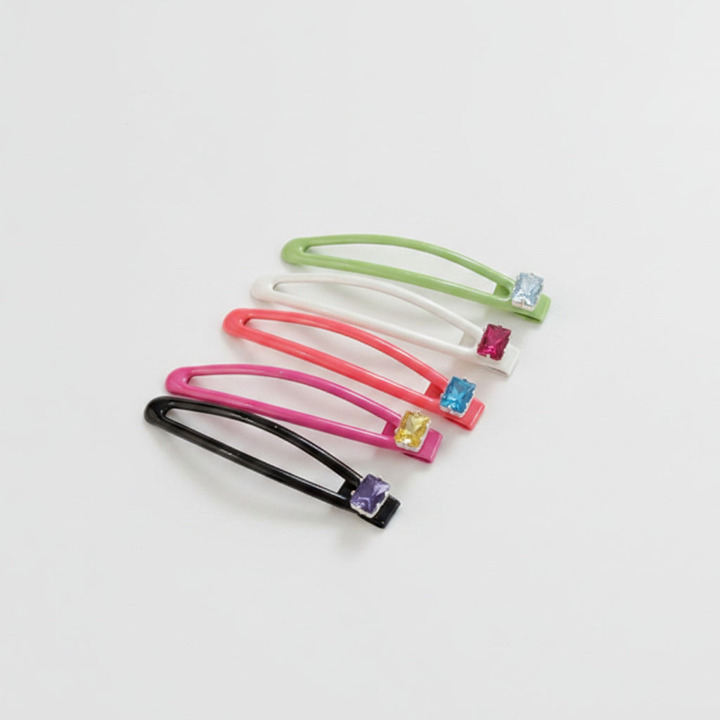 Gemstone Hair Clip Set - Green & Jewel Tones – hair accessories (view 1)