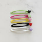 Gemstone Hair Clip Set - Green & Heart Details