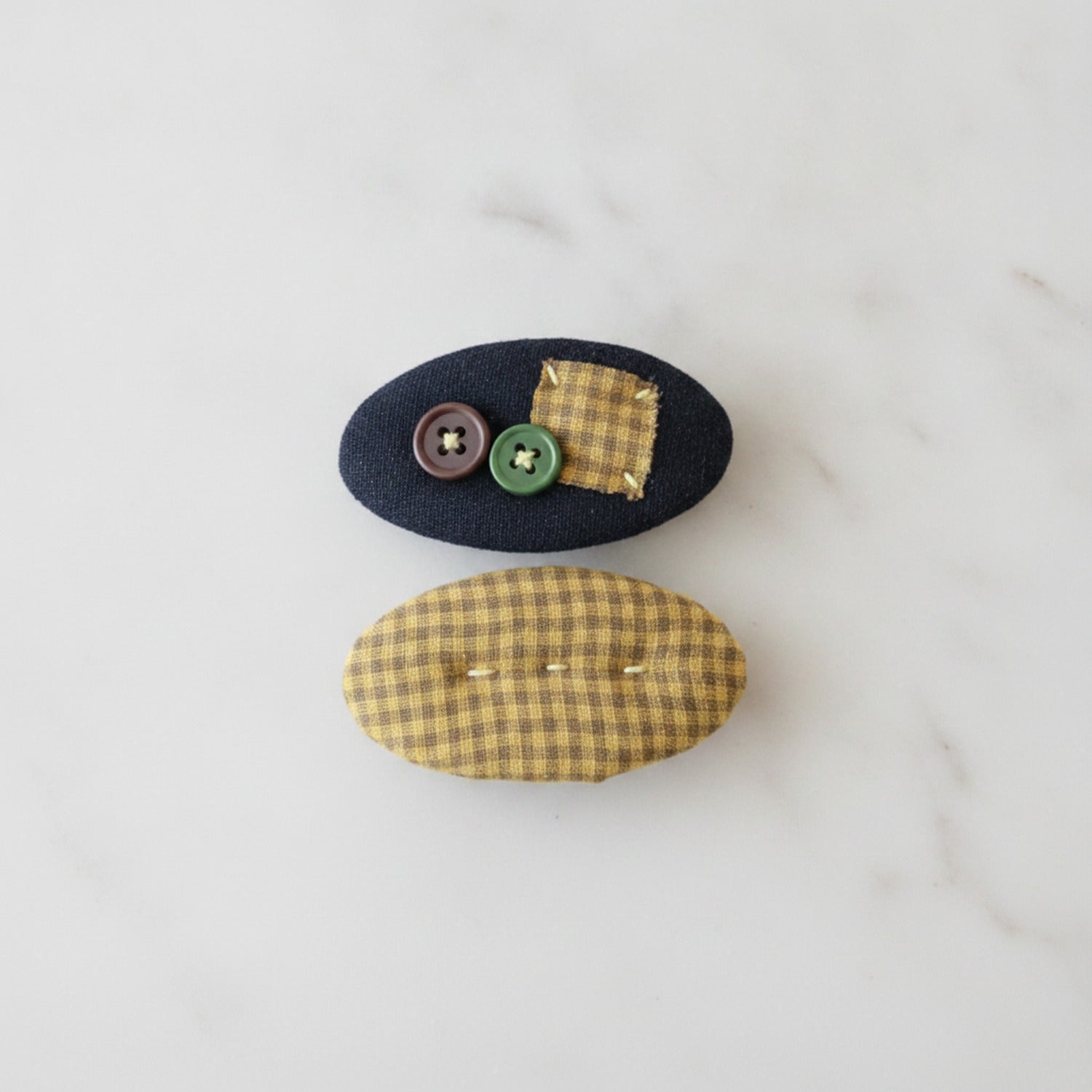 Teddy Bear Hair Clip Duo - Yellow Gingham